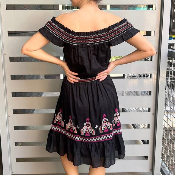 ALICE by Temperley Black Embroidered Prairie Dress Size 6 - Picture 3 of 8